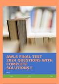 AWLS FINAL TEST 2024 QUESTIONS WITH COMPLETE SOLUTIONS!!