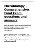 Microbiology - Comprehensive Final Exam questions and answers.