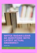 NHTSA RADAR/LiDAR 60 QUESTIONS WITH LATEST ACTUAL ANSWERS!!