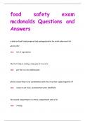 food safety exam  mcdonalds Questions and  Answers