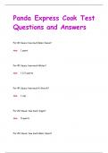 Panda Express Cook Test Questions and Answers