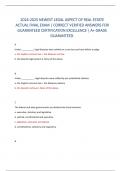 2024-2025 NEWEST LEGAL ASPECT OF REAL ESTATE  ACTUAL FINAL EXAM | CORRECT VERIFIED ANSWERS FOR  GUARANTEED CERTIFICATION EXCELLENCE | A+ GRADE  GUARANTEED.