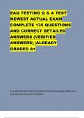 EAQ TESTING Q & A TEST  NEWEST ACTUAL EXAM  COMPLETE 135 QUESTIONS  AND CORRECT DETAILED  ANSWERS (VERIFIED  ANSWERS) |ALREADY  GRADED A+