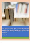 Crim 101 Final exam Latest Guide 2024/2025;with questions and answers solved 100%;Simon Fraser University