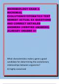 MICROBIOLOGY EXAM 3:  MICROBIAL  EVOLUTION/SYSTEMATICS TEST  NEWEST ACTUAL EX QUESTIONS  AND CORRECT DETAILED  ANSWERS (VERIFIED ANSWERS)  |ALREADY GRADED A+