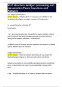 MHC structure. Antigen processing and presentation Exam Questions and Answers 