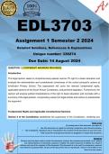 EDL3703 Assignment 1 (COMPLETE ANSWERS) Semester 2 2024 (338274) - DUE 14 August 2024