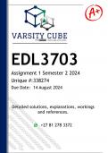 EDL3703 Assignment 1 (DETAILED ANSWERS) Semester 2 2024 - DISTINCTION GUARANTEED