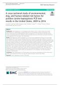 A cross-sectional study of environmental, dog, and human-related risk factors for positive canine leptospirosis PCR test results in the United States, 2009 to 2016