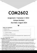 COM2602 Assignment 1 (ANSWERS) Semester 2 2024 - DISTINCTION GUARANTEED