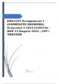 EDL3703 Assignment 1 (COMPLETE ANSWERS) Semester 2 2024 (338274) - DUE 14 August 2024 Course Education Law (EDL3703) Institution University Of South Africa (Unisa) Book The Law of Education in South Africa