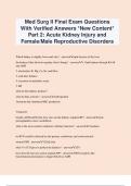 Med Surg II Final Exam Questions With Verified Answers *New Content* Part 2: Acute Kidney Injury and Female/Male Reproductive Disorders