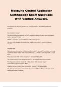 Mosquito Control Applicator Certification Exam Questions With Verified Answers.