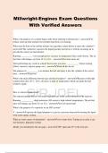 Millwright-Engines Exam Questions With Verified Answers