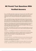 NC Permit Test Questions With Verified Answers