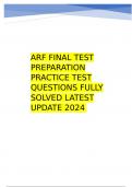 ARF FINAL TEST PREPARATION PRACTICE TEST QUESTIONS FULLY SOLVED LATEST UPDATE