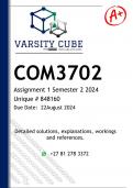 COM3702 Assignment 1 (DETAILED ANSWERS) Semester 2 2024 - DISTINCTION GUARANTEED