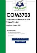 COM3703 Assignment 1 (QUALITY ANSWERS) Semester 2 2024