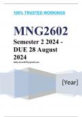 MNG2602 Assignment 1 (COMPLETE ANSWERS) Semester 2 2024 - DUE 28 August 2024 ; 100% TRUSTED Complete, trusted solutions and explanations. 