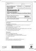 Pearson Edexcel GCE AS Level In Economics (8EC0) Paper 01 Introduction to Markets and Market Failure Test Bank 100% Certified