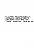 U.S. FORCES DRIVERS TRAINING PROGRAM FOR EUROPE FINAL EXAM 2 QUESTIONS AND 100% CORRECT ANSWERS, Latest Rated A+