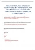 NEWLY UPDATED PMT 106 ENTOMOLOGY  CERTIFICATION EXAM | 2024-2025 ACTUAL TEST  BANK WITH OVER 500+ QUESTIONS AND  CORRECT VERRIFIED ANSWERS | GUARANTEED  CERTIFICATION SUCCESS