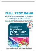 Test Bank for Davis Advantage for Townsend's Psychiatric Mental Health Nursing, 11th Edition by Karyn I. Morgan All Chapters included LATEST