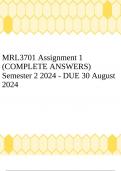 MRL3701 Assignment 1 (COMPLETE ANSWERS) Semester 2 2024 - DUE 30 August 2024