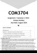 COM3704 Assignment 1 (ANSWERS) Semester 2 2024 - DISTINCTION GUARANTEED