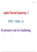 Applied thermal engineering 1 (psychometric, AC systems)