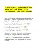 PSYCHOTHERAPY 6645 WITH MULTIPLE  MODALITIES FINAL EXAM LATEST  VERSIONS QUESTIONS AND ANSWERS