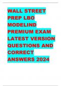 WALL STREET  PREP LBO  MODELIND  PREMIUM EXAM  LATEST VERSION  QUESTIONS AND  CORRECT  ANSWERS 2024