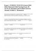 Exam 1: NUR2513/ NUR 2513 (Latest 2024/ 2025) Maternal-Child Nursing Exam |30 ACTUAL Questions and Verified Answers| Already Graded A - Rasmussen