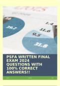 PSFA WRITTEN FINAL EXAM 2024 QUESTIONS WITH 100% CORRECT ANSWERS!!