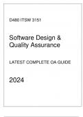 (WGU D480) ITSW 3151 Software Design & Quality Assurance Latest Complete OA Guide 2024.