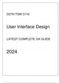 (WGU D279) ITSW 3110 User Interface Design Latest Complete OA Guide 2024