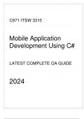 (WGU C971) ITSW 3315 Mobile Application Development Using C- Latest Complete OA Guide