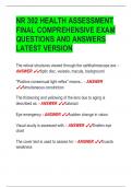 NR 302 HEALTH ASSESSMENT  FINAL COMPREHENSIVE EXAM  QUESTIONS AND ANSWERS  LATEST VERSION