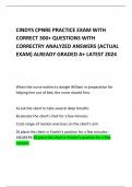 CINDYS CPNRE PRACTICE EXAM WITH CORRECT 300+ QUESTIONS WITH CORRECTRY ANALYZED ANSWERS (ACTUAL EXAM) ALREADY GRADED A+ LATEST 2024       