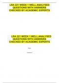      	LRA 221 WEEK 1 WELL ANALYSED QUESTIONS WITH ANSWERS CHECKED BY ACADEMIC EXPERTS 	 Name Institution      1. Film and intensifying screens are primarily used in A. computed radiography (CR) B. digital radiography (DR) C. conventional radiography D. pi