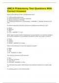 AMCA Phlebotomy Test Questions With Correct Answers