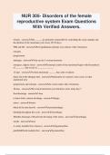 NUR 305- Disorders of the female reproductive system Exam Questions With Verified Answers.