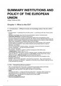 Samenvatting Institutions and Policy of the European Union