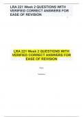 LRA 221 Week 2 QUESTIONS WITH VERIFIED CORRECT ANSWERS FOR EASE OF REVISION