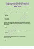 Fundamentals Quiz 1: Ch 24 Asepsis and  Infection Control; Questions and Answers  100% Correct 