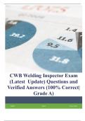 CWB Welding Inspector Exam (Latest  Update) Questions and Verified Answers (100% Correct Grade A)