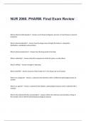 NUR 2060. PHARM. Final Exam Review Questions and Answers