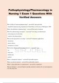 Pathophysiology/Pharmacology in Nursing 1 Exam 1 Questions With Verified Answers