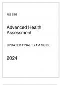 AGACNP - NU 610 Advanced Health Assessment - Updated Final Exam Guide 2024.