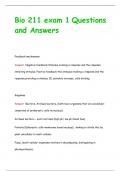 Bio 211 exam 1 Questions  and Answers